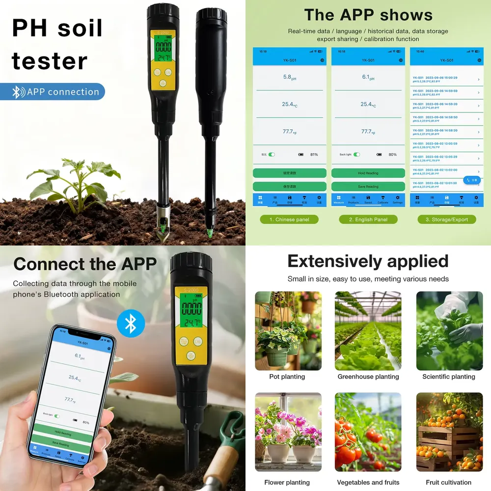 Plant Pot - WAP01スマート土壌pHメーター、高精度温度酸性度測定（0.0～14.0pH）、鉢植え、庭園、農地、植栽用