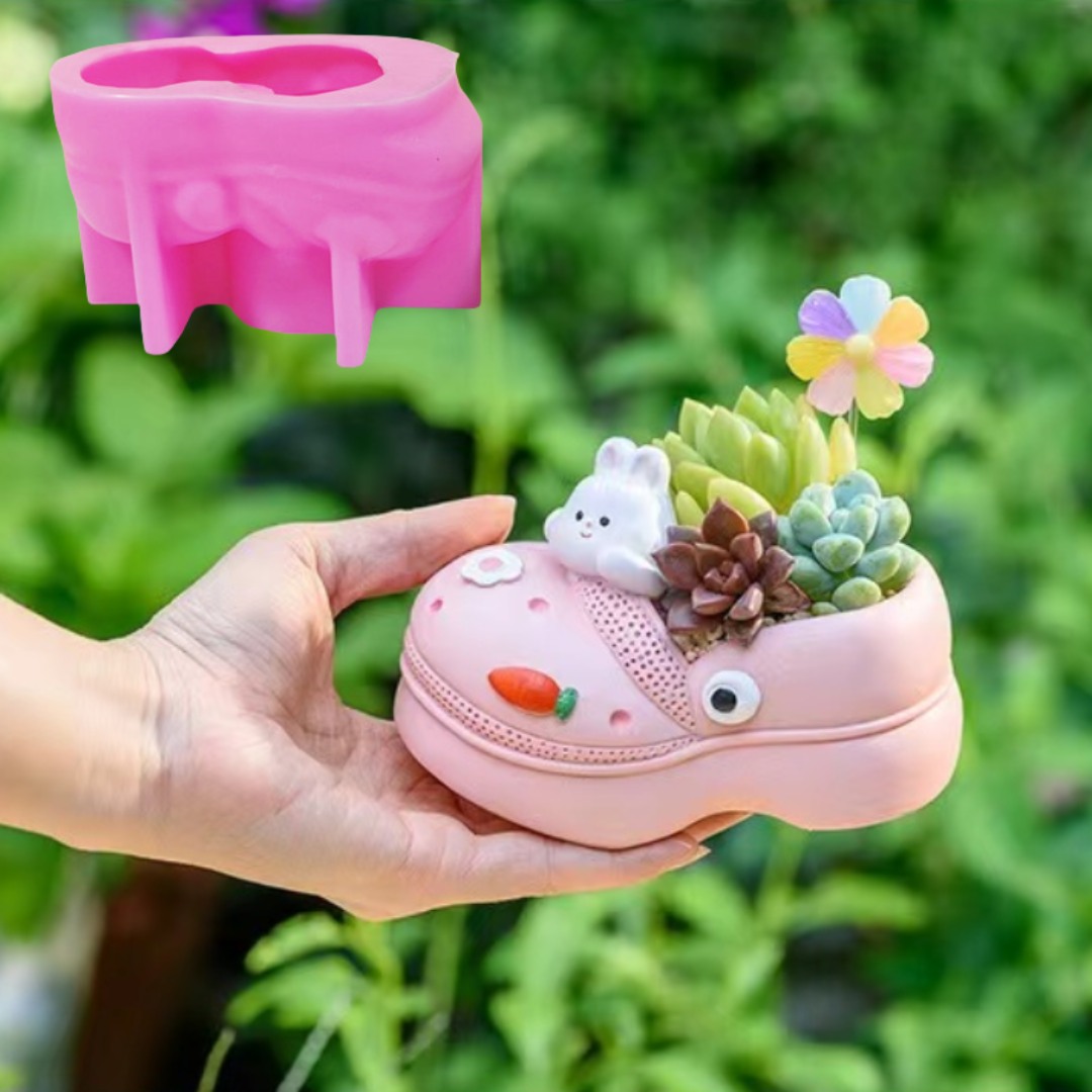 Succulent Set - 多肉植物、植木鉢、樹脂シリコンモールド、穴靴、サンダル、収納ボックス、ペンホルダー、コンクリート石膏型用の3D動物スリッパ
