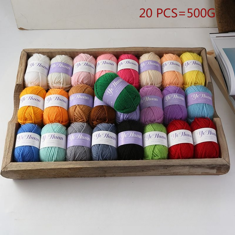 Repotting Mat - 20 個 500 グラム厚いソフト編み糸 DIY 帽子人形バッグカーペットセーターかぎ針編み糸手作り中粗いミルク綿糸