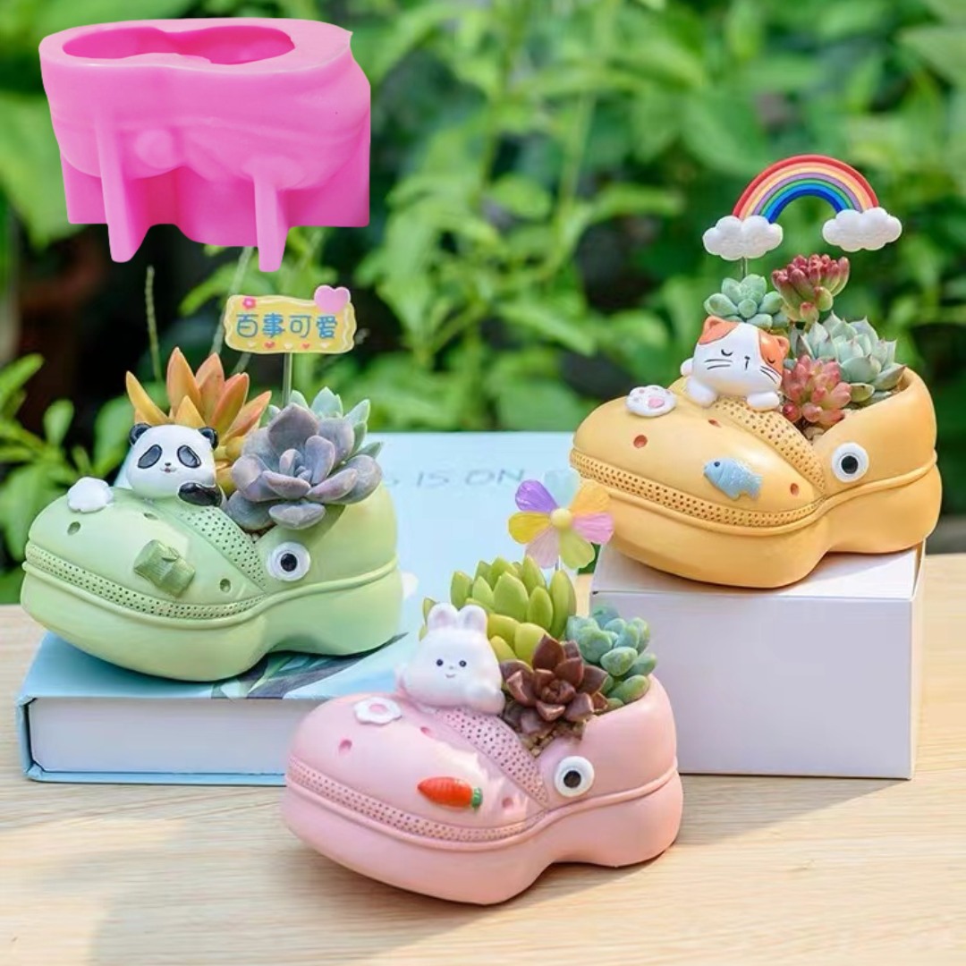 多肉植物、植木鉢、樹脂シリコンモールド、穴靴、サンダル、収納 - Succulent Set のレビューと価格