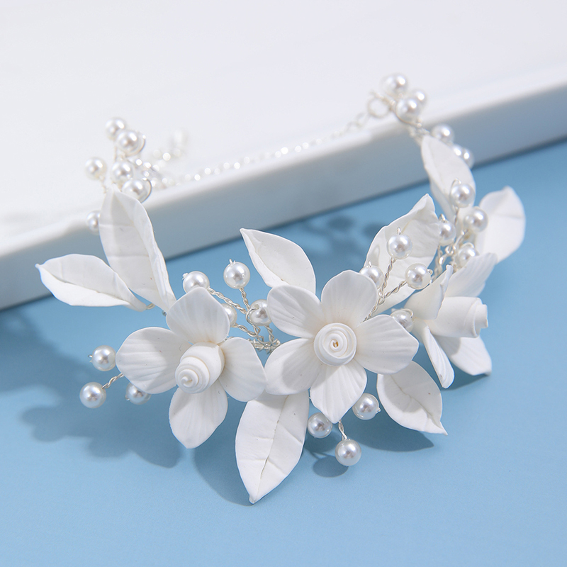 イン粘土フラワーブライダルブレスレット手作り女性アームバング - Snake Plant Ceramic のレビューと価格
