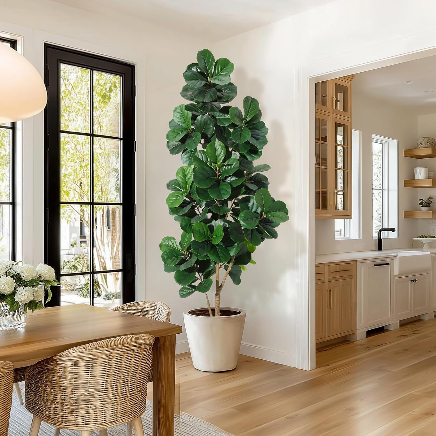 4～7フィートのフィドルリーフフィグツリー人工樹木、リアルな - Fiddle Leaf Fig のレビューと価格