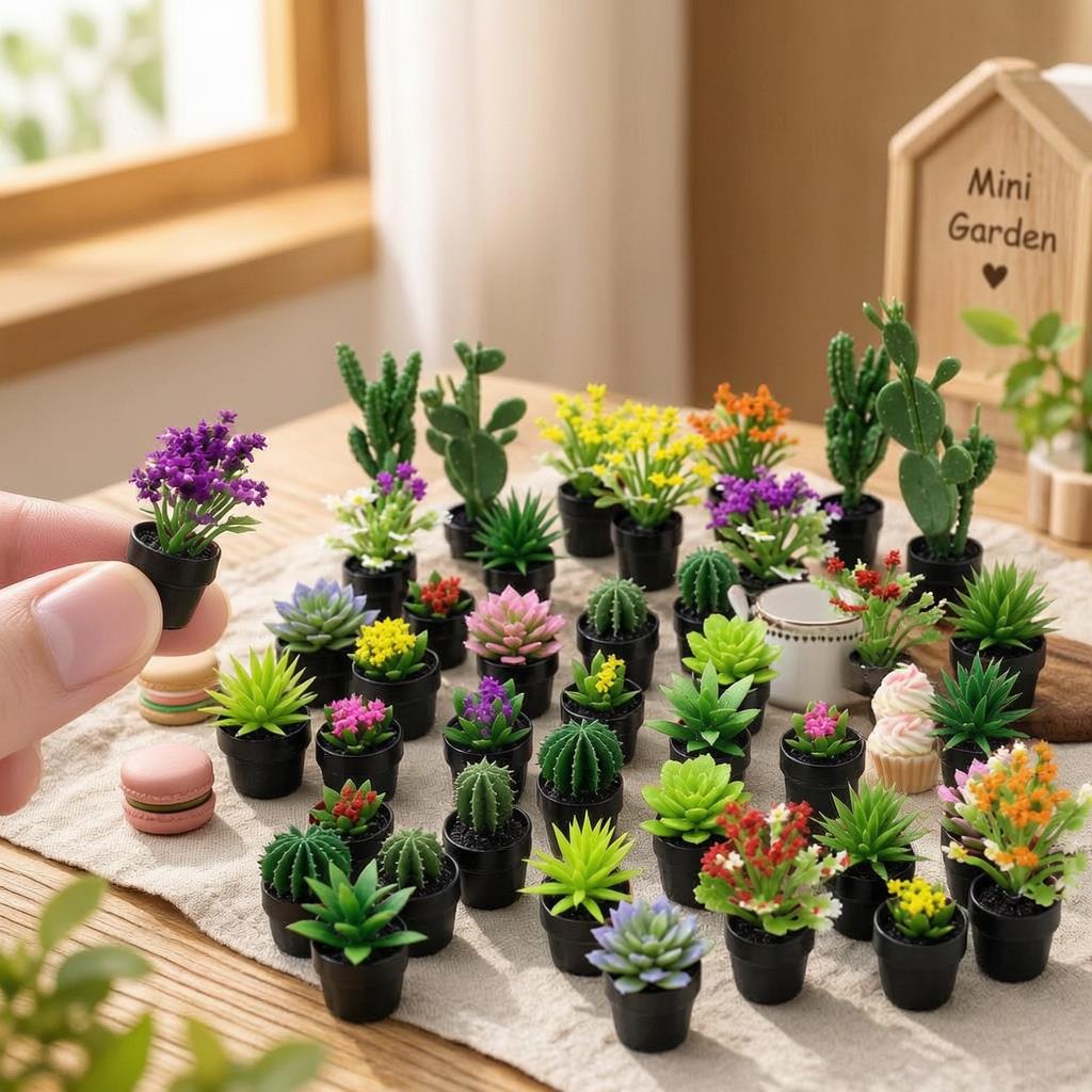 ジオラマ、ドールハウス、妖精の庭、机の装飾に使える、多肉植物 - Succulent Set のレビューと価格