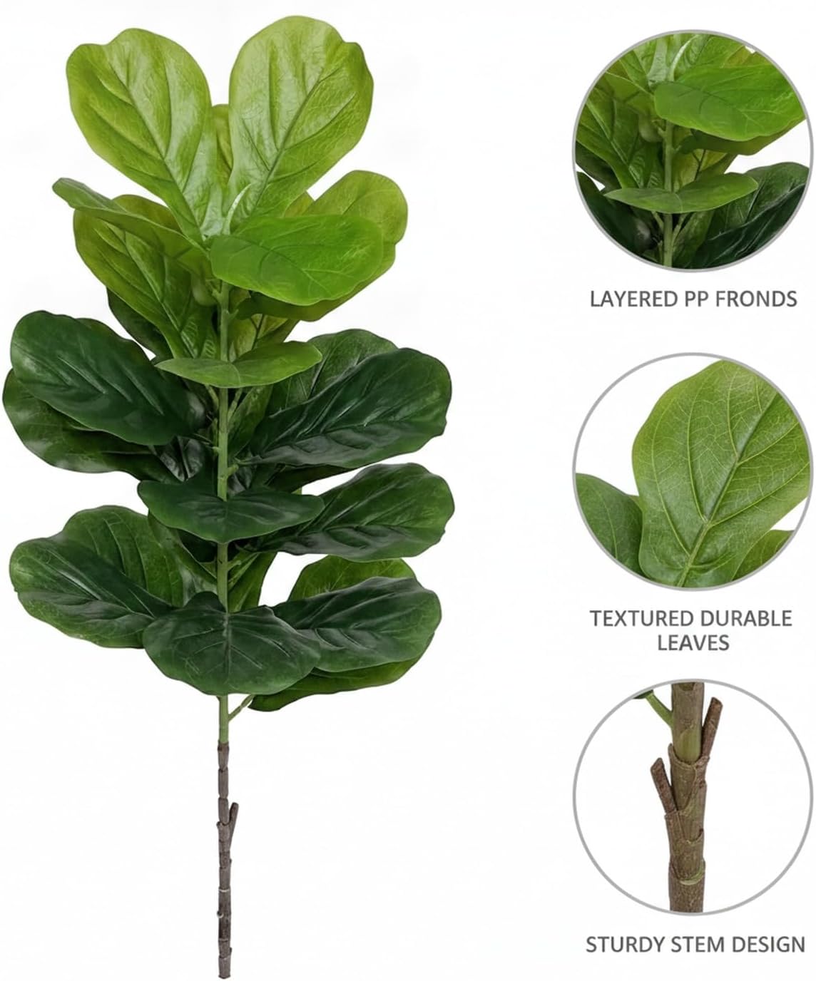 大型プラスチック製人工フィドルリーフフィグツリー、フェイクグ - Fiddle Leaf Fig のレビューと価格